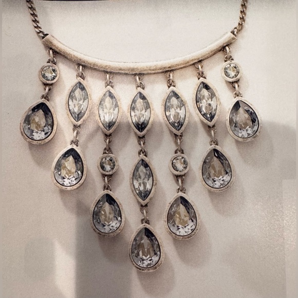 Touchstone Crystal by Swarovski Blue Shade Bib Necklace & Earrings SET
